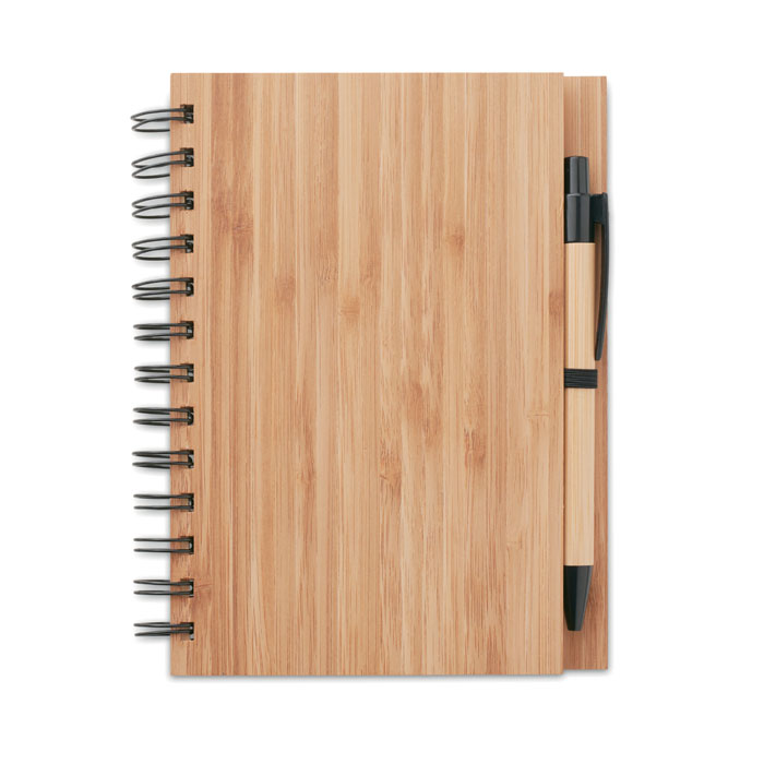 Quaderno con copertina in bambù con penna abbinata - Marsala