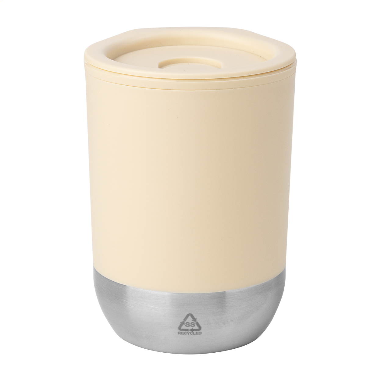 Tazza termica Ferry in PP con base in acciaio riciclato, 300 ml, con il tuo logo