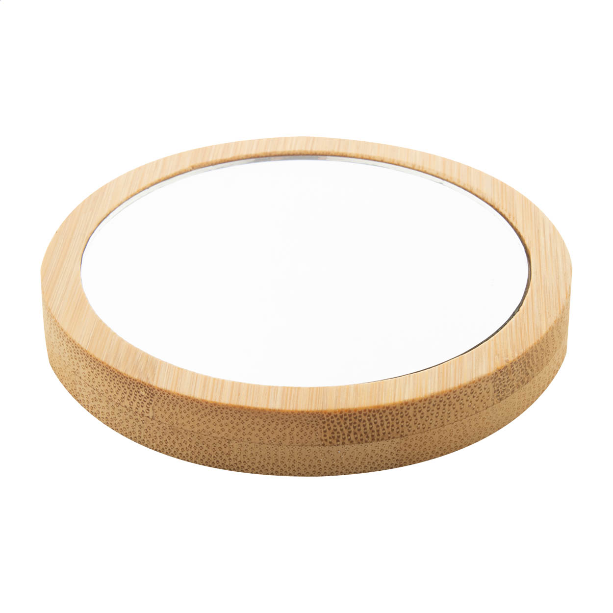 Specchietto da borsetta rotondo Makeboo personalizzato in bambù stampato con logo