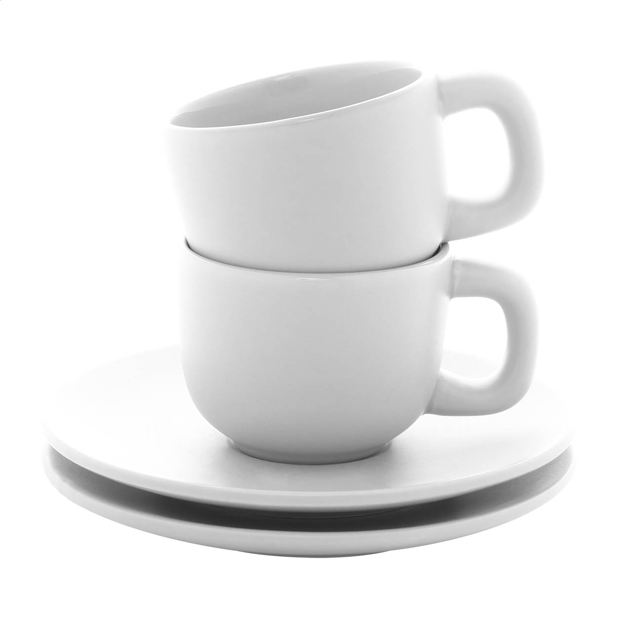 Set di 2 tazzine da espresso Caturra in ceramica con piattini e logo stampato con logo