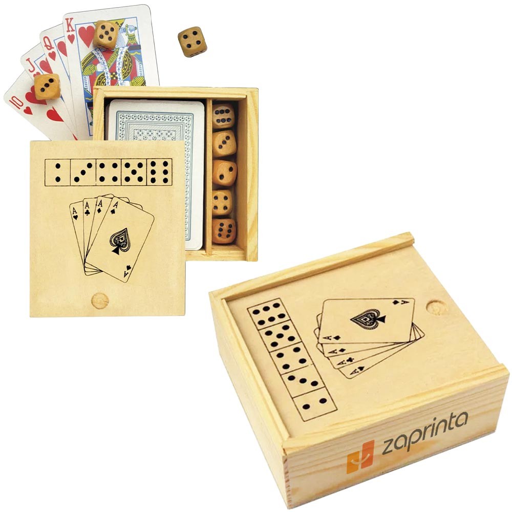 Set di Carte e Dadi in Scatola di Legno - Inverigo