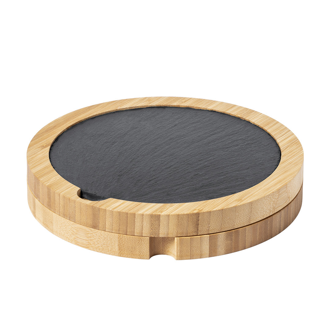 Set di 4 pezzi per formaggio con tagliere in ardesia e manico in bamboo - Albano Sant’Alessandro