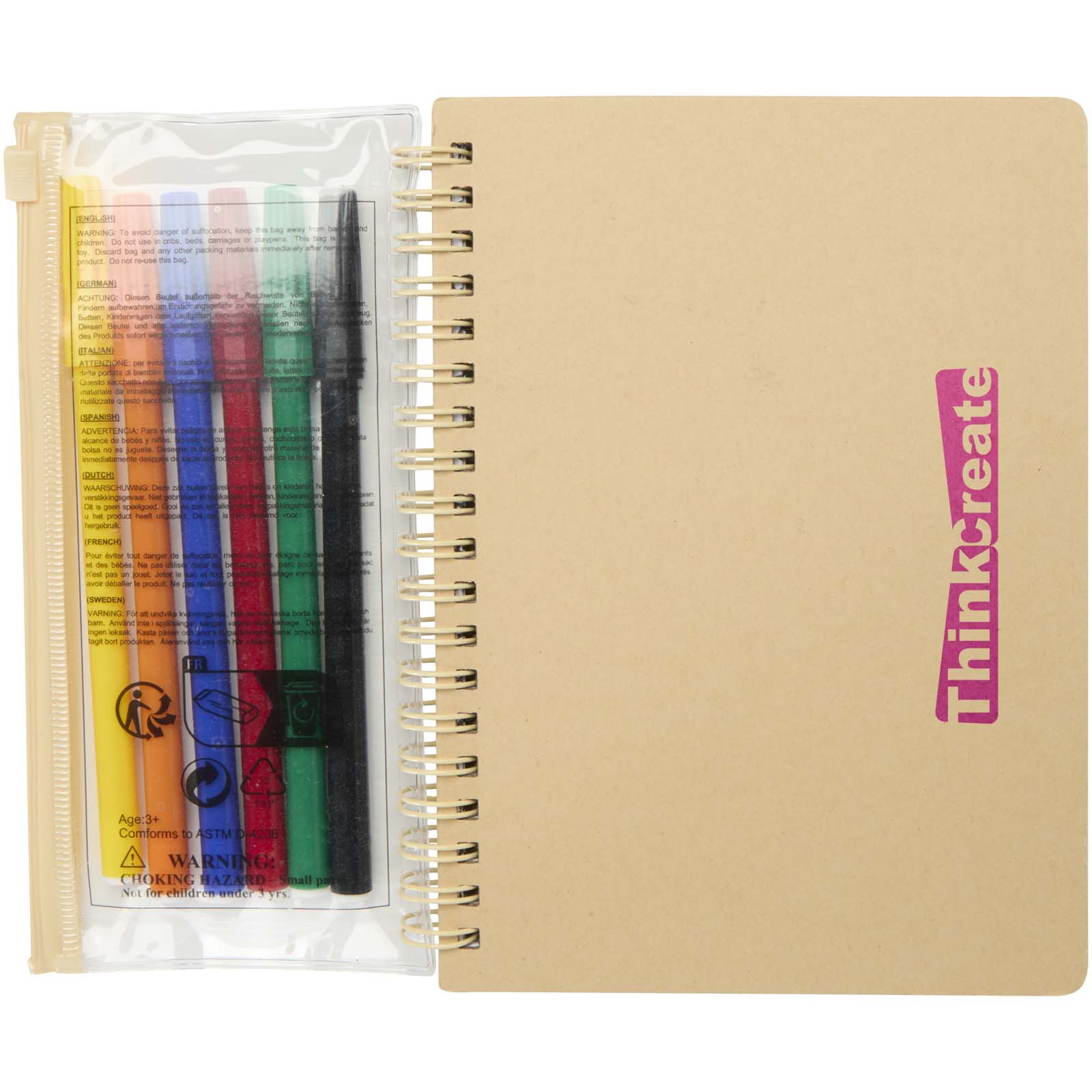 Taccuino Squiggle B6 con copertina rigida e set di penne
