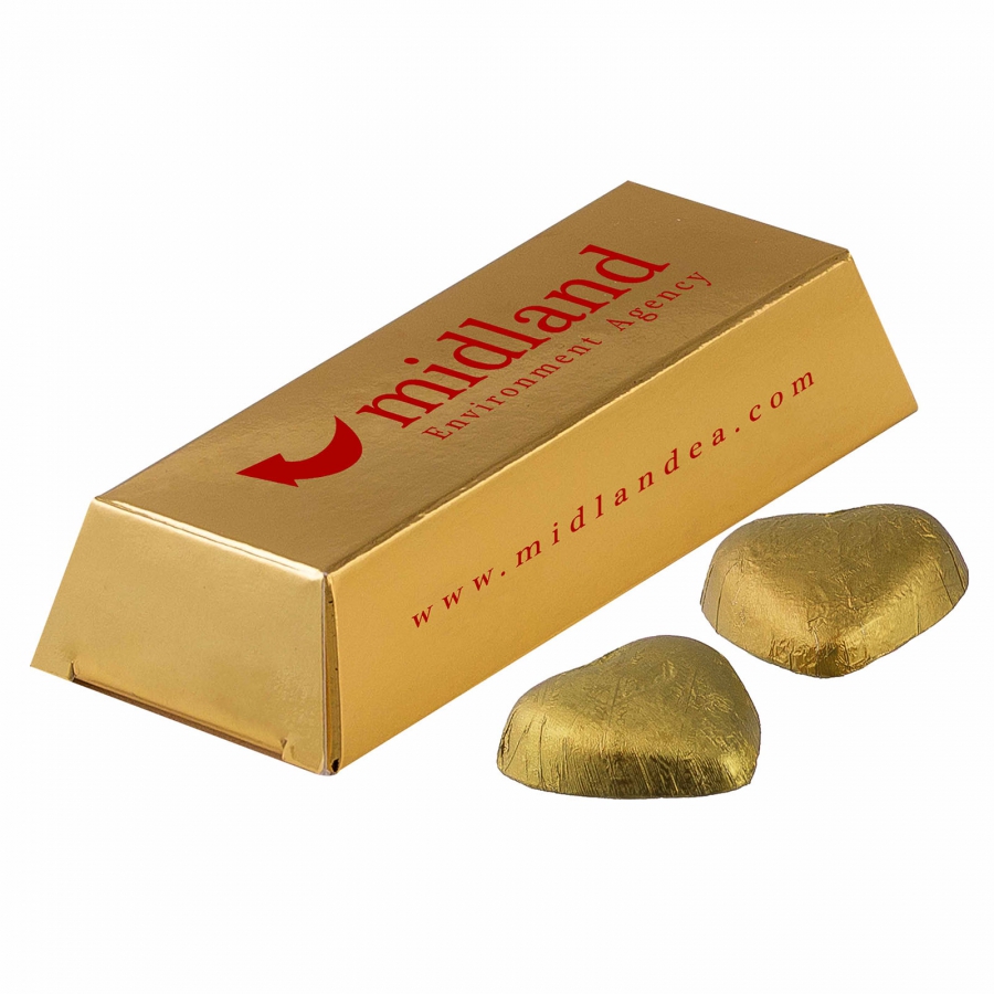 Mini Lingotto d'Oro con Stampa Completa e 4 Cuori di Cioccolato - Ravello