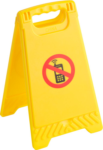 Cartello di avvertimento in plastica 'no ai telefoni cellulari' con specchio - Torgiano