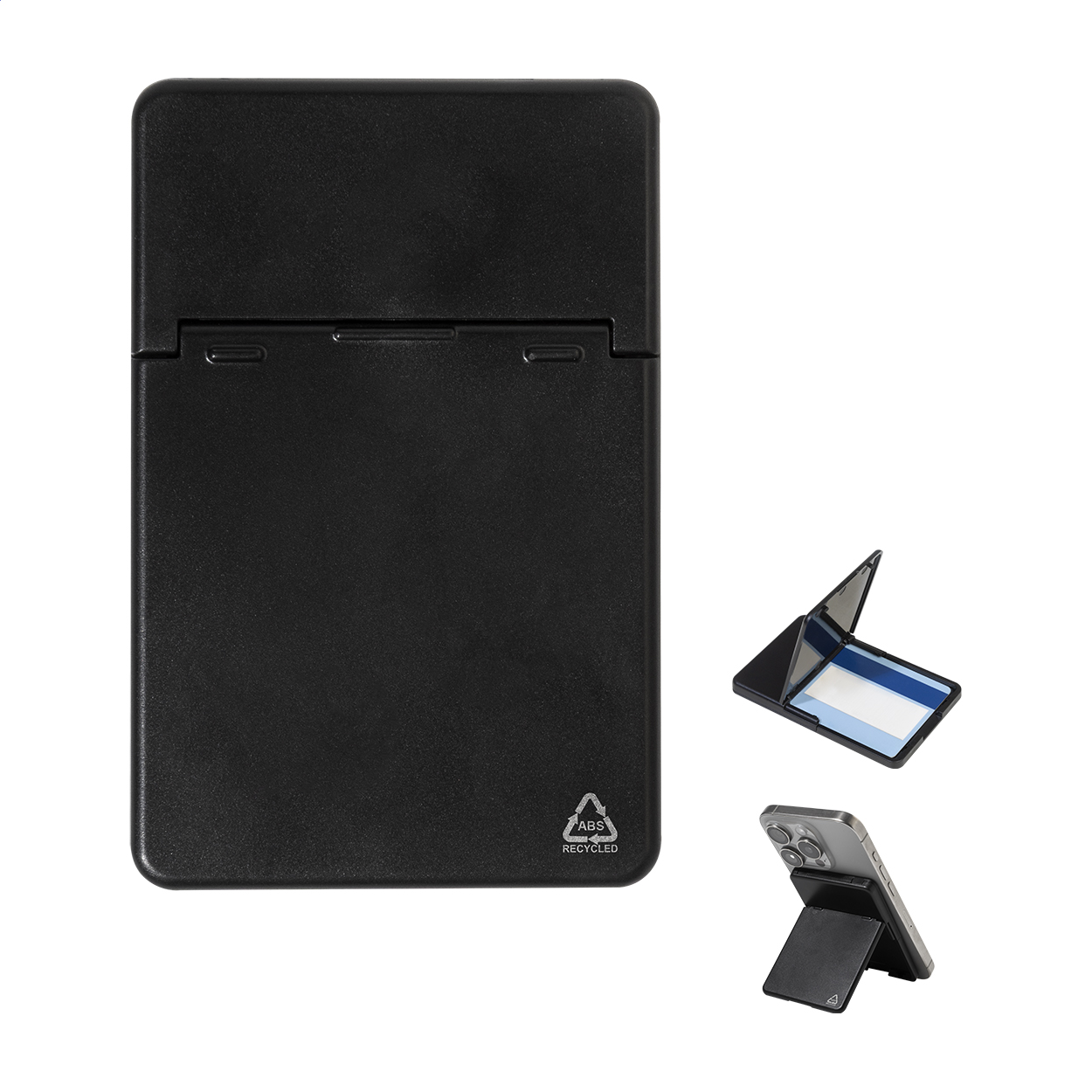 Porta carte magnetico SafeSnap anti-RFID in ABS riciclato con logo stampato con logo