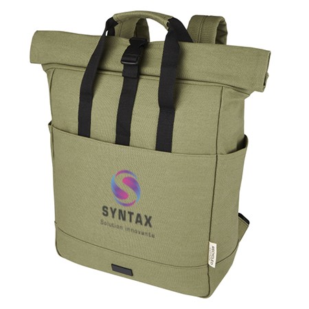 Zaino rolltop per laptop in tela riciclata 15L - Alzano Lombardo
