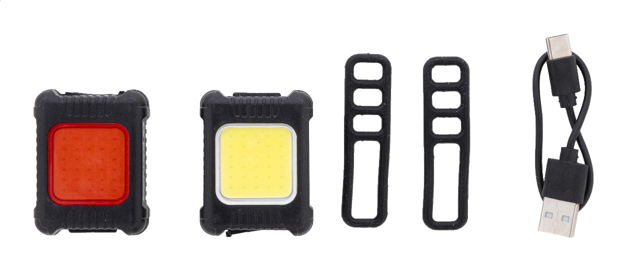 Luci Bici Ricaricabili - Corte de’ Frati stampato con logo