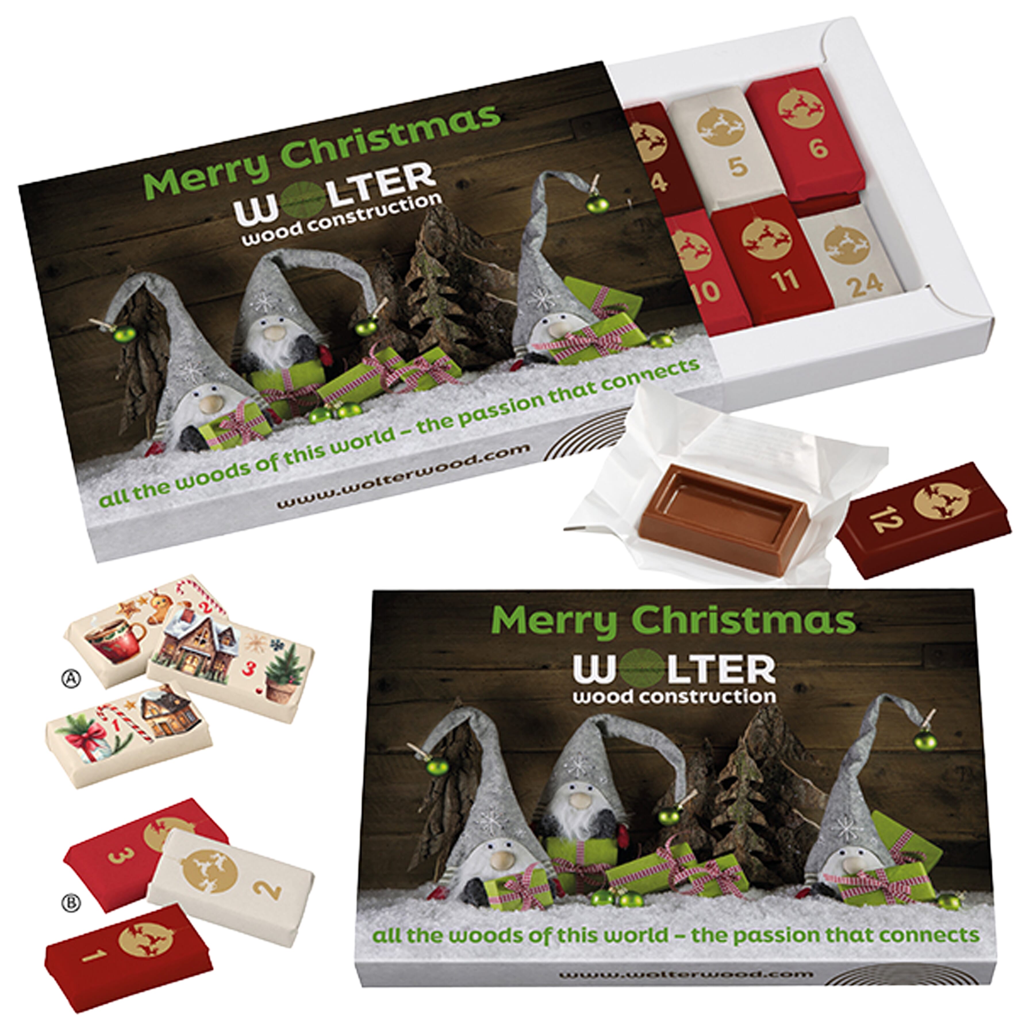 Scatola dell'Avvento con 24 cioccolatini numerati