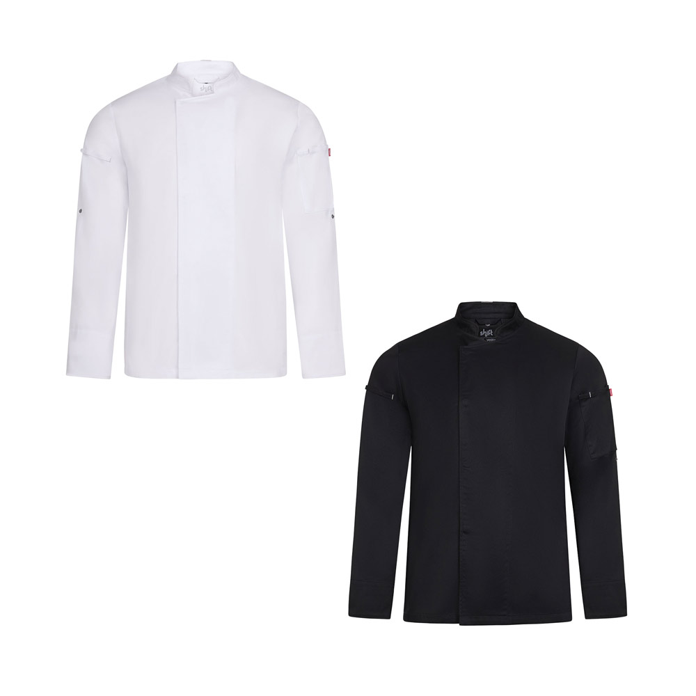 VL AGNI. Giacca da cucina unisex (190 g/m²) in cotone (35%) e poliestere riciclato (65%)