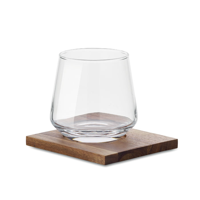 Bicchieri da Whisky con Sottobicchiere in Acacia - Albaredo Arnaboldi