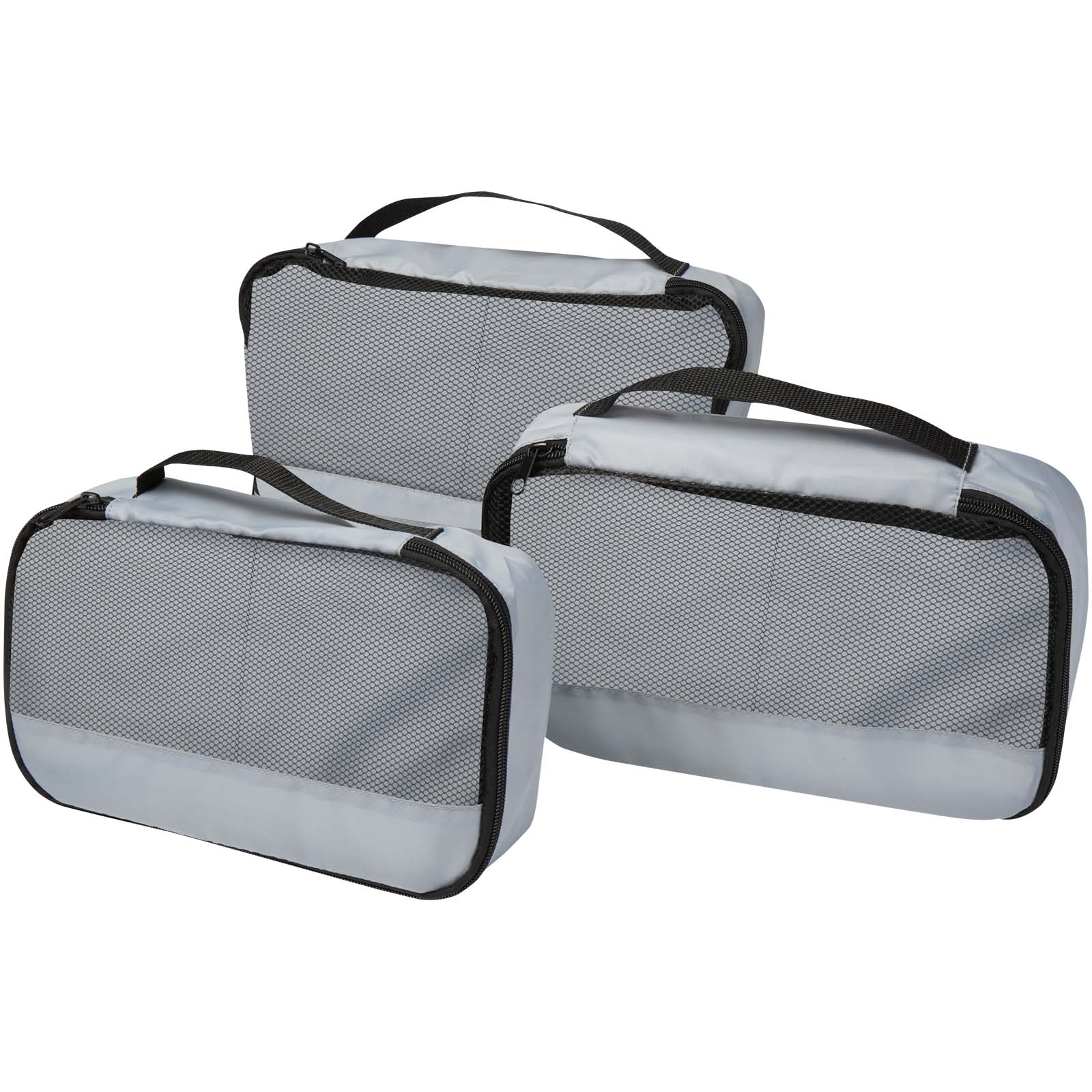 Set di 3 organizer da viaggio Jet in materiale riciclato GRS con logo stampato con logo