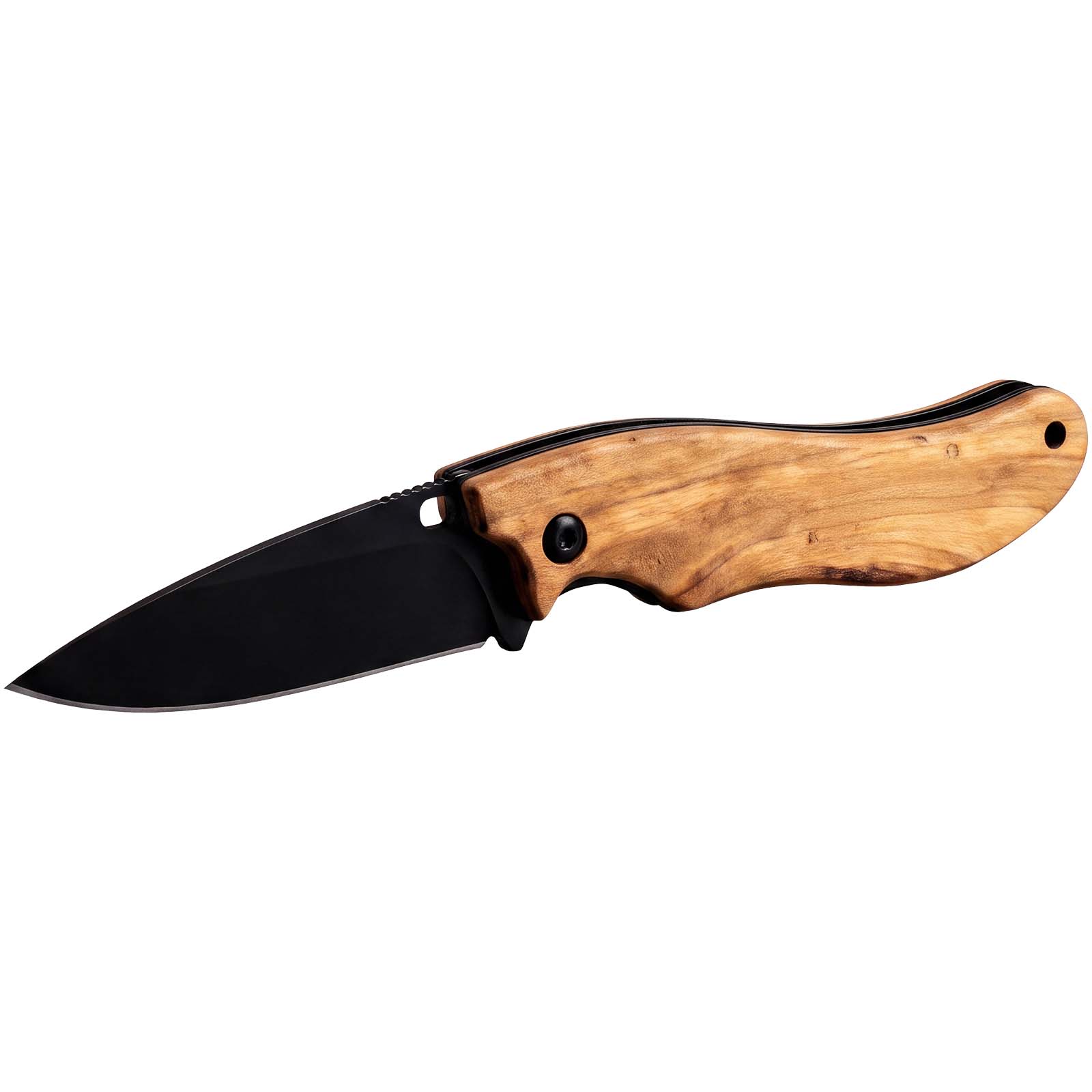 Coltello pieghevole SCX.design T33 in legno d'ulivo personalizzato con logo stampato con logo