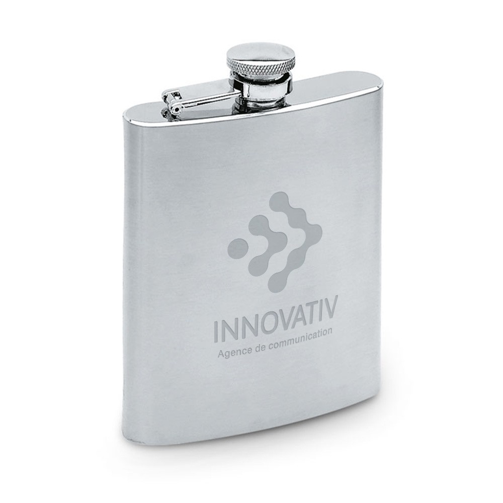 Fiaschetta Sottile Satinata 200ml - Oggiona con Santo Stefano stampato con logo