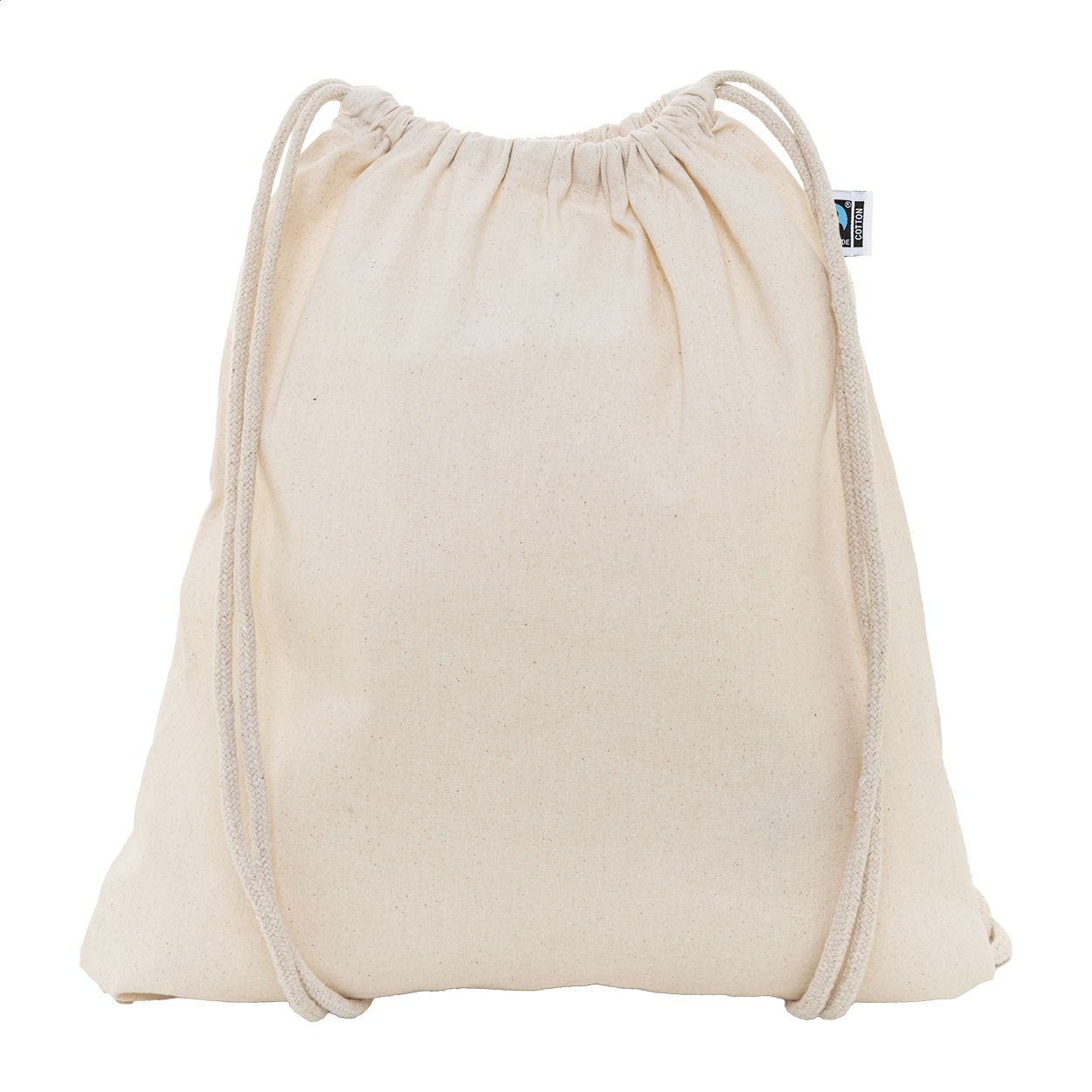 Sacca con coulisse Ferdraw in cotone Fairtrade con il tuo logo stampato con logo