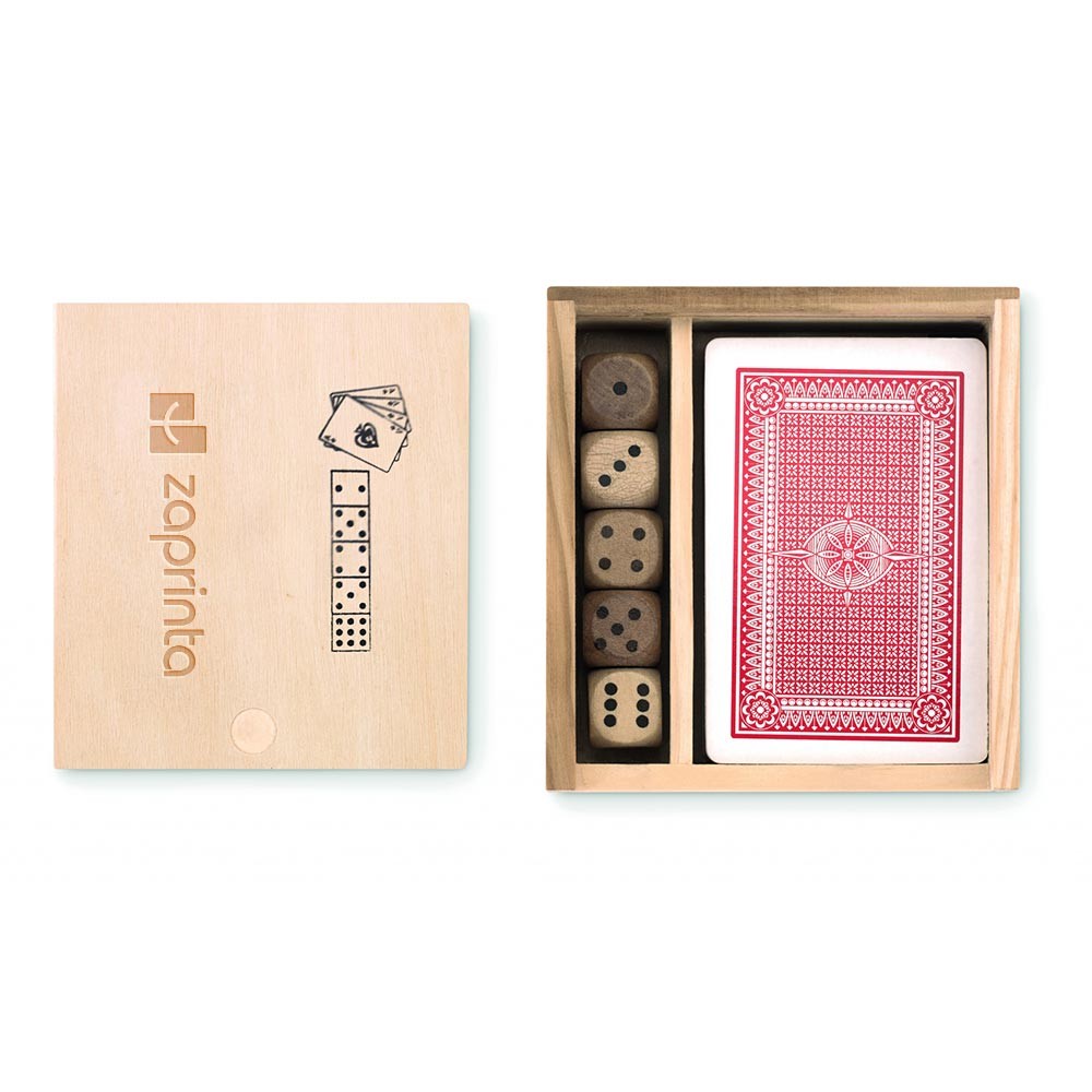 Set di Carte e Dadi in Scatola di Legno - Desio