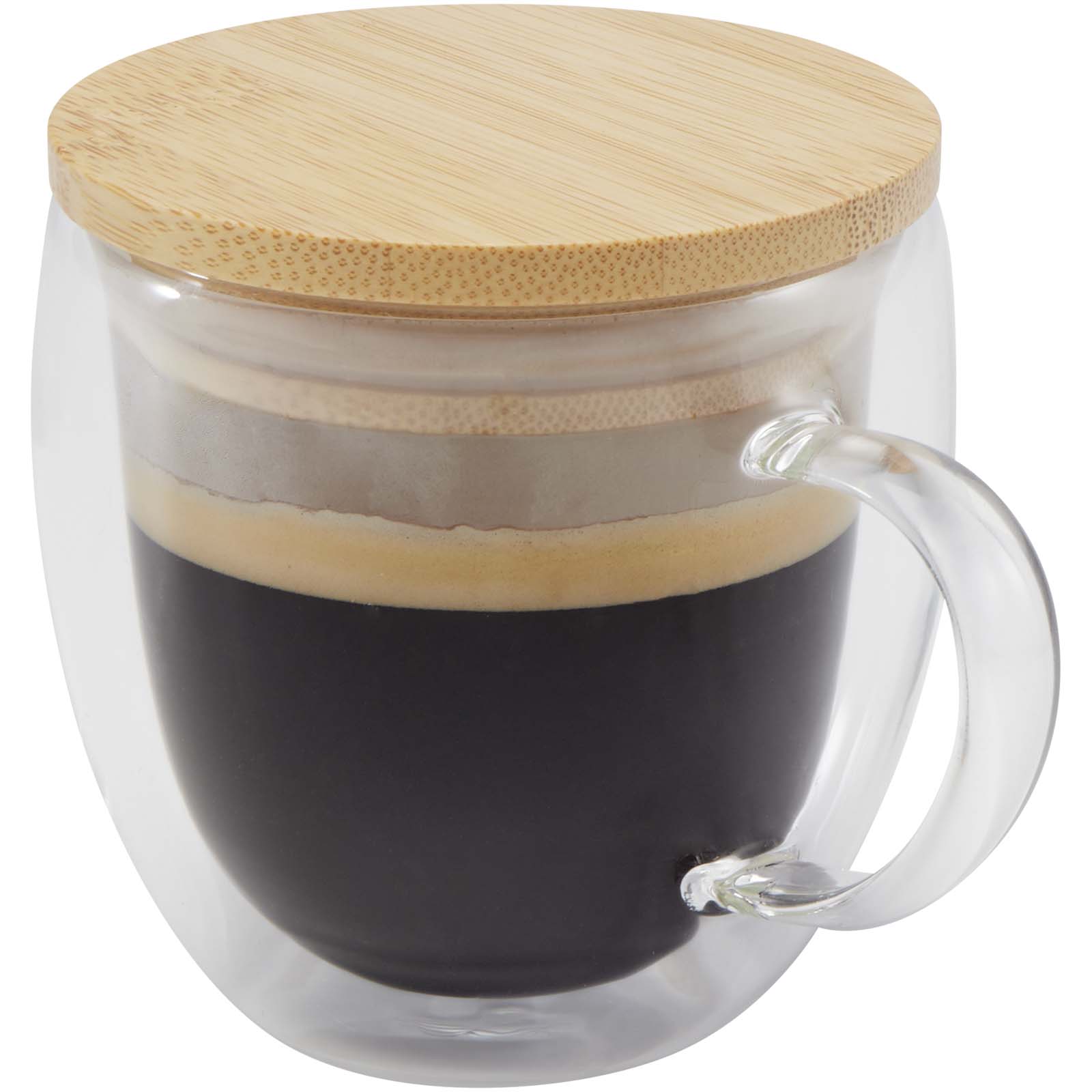 Tazza in vetro Isolamento con coperchio in bambù - Besnate