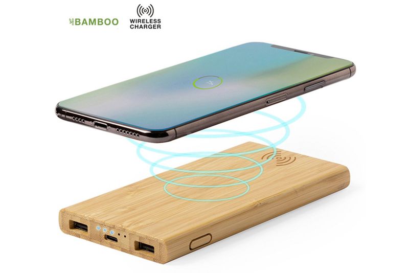 Power Bank Naturale in Bambù da 6000mAh con Ricarica Wireless - Val Masino