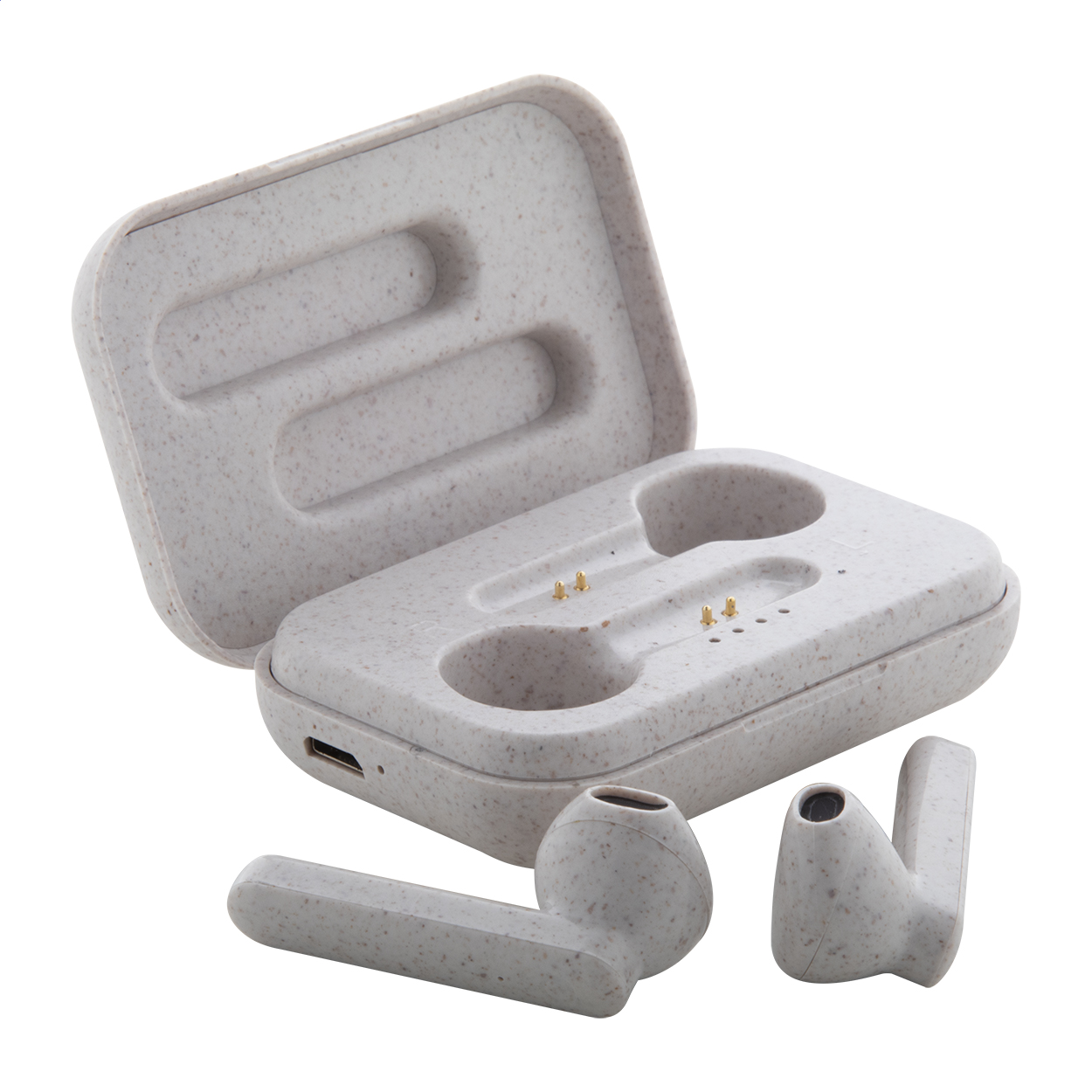 Auricolari wireless Wence in paglia di grano ecologica con il tuo logo