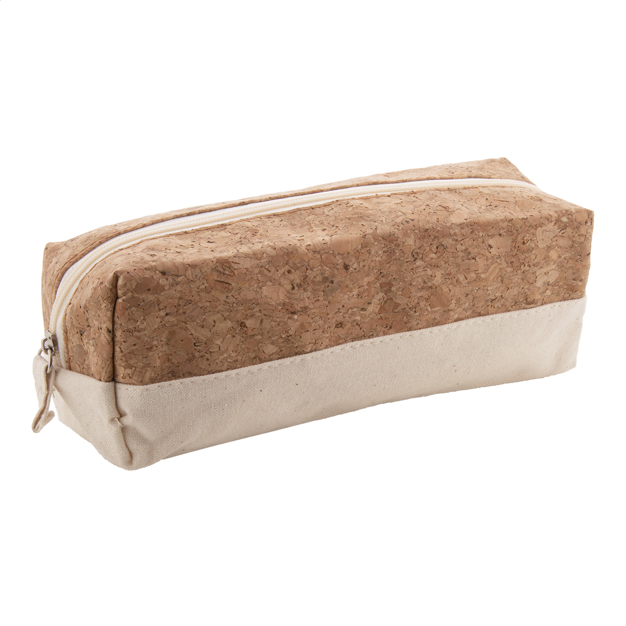 Astuccio Cobid in sughero naturale e cotone con zip e logo stampato con logo