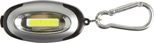 Portachiavi light in ABS con 6 luci LED COB e moschettone in metallo. Batterie incluse. - Montefiano