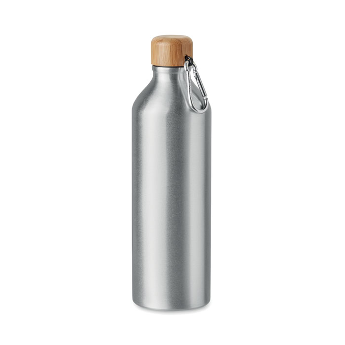 Bottiglia in alluminio con coperchio in bambù e moschettone - Vellezzo Bellini
