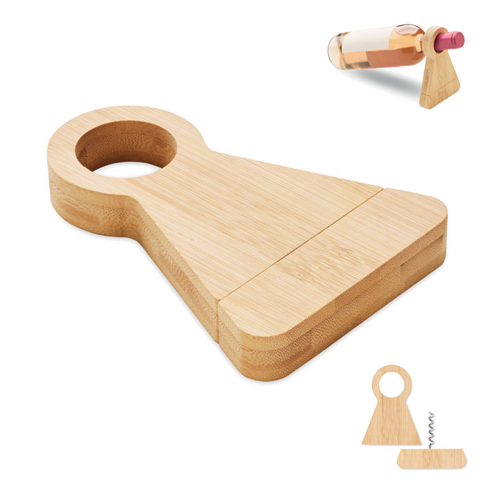 Portabottiglie e apribottiglie in bambù