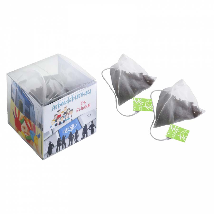 Confezione trasparente per bustine di tè con banderuola stampata - Colorina