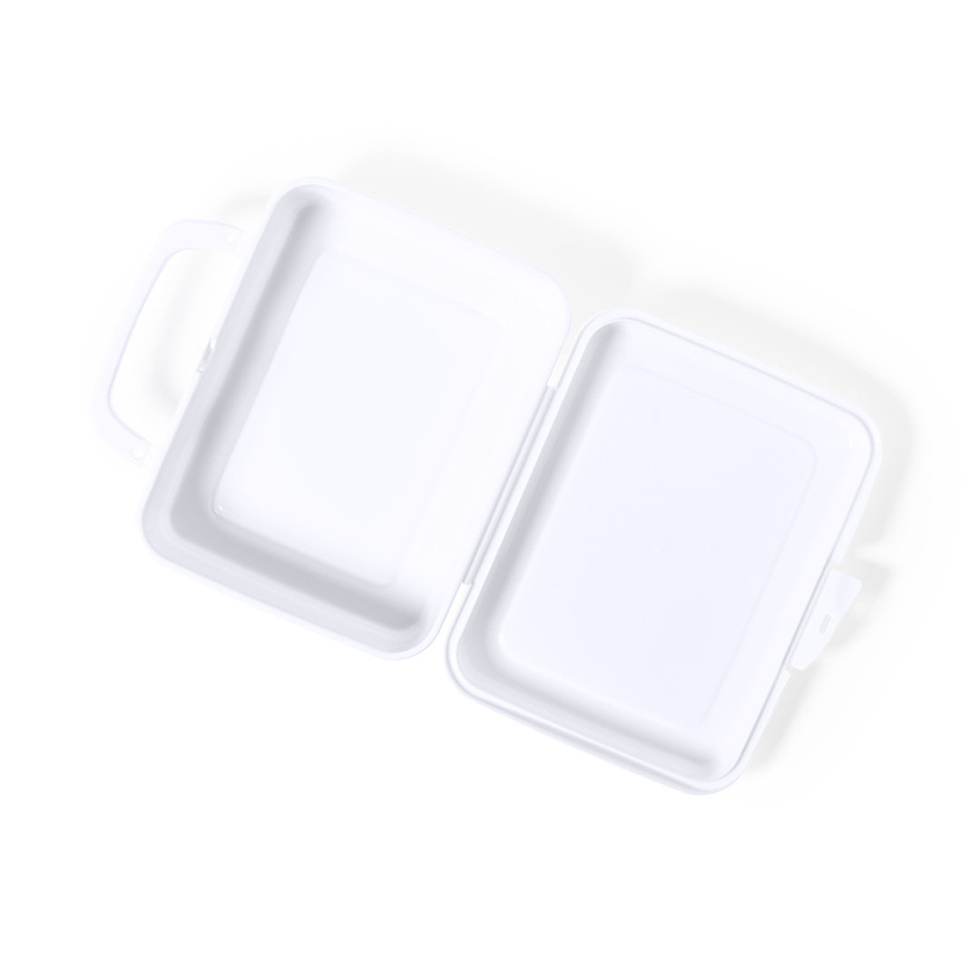 Scatola per il pranzo quadrata bianca in PP da 1L con manico e chiusura di sicurezza - Pieve Fissiraga