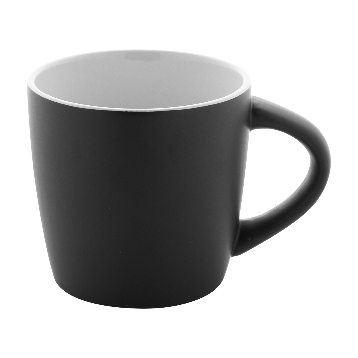 Tazza Matara Nera in ceramica nero opaco con interno colorato, 300 ml