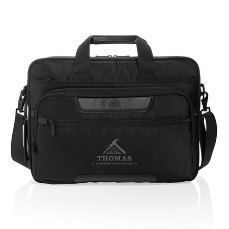 Elegante borsa per laptop in poliestere 1680D RPET con uscita USB e tasche RFID - Marradi