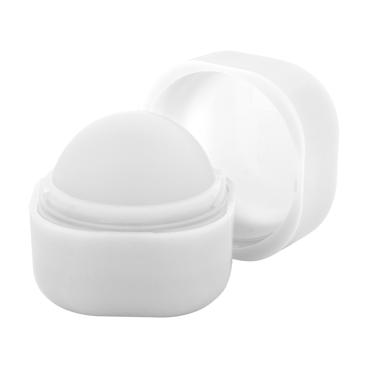Burrocacao Cuboris alla vaniglia SPF15 in cubo di ABS riciclato stampato con logo