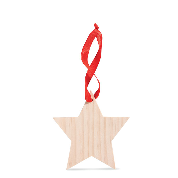 Appendiabiti in legno a forma di stella con nastro rosso - Rosasco