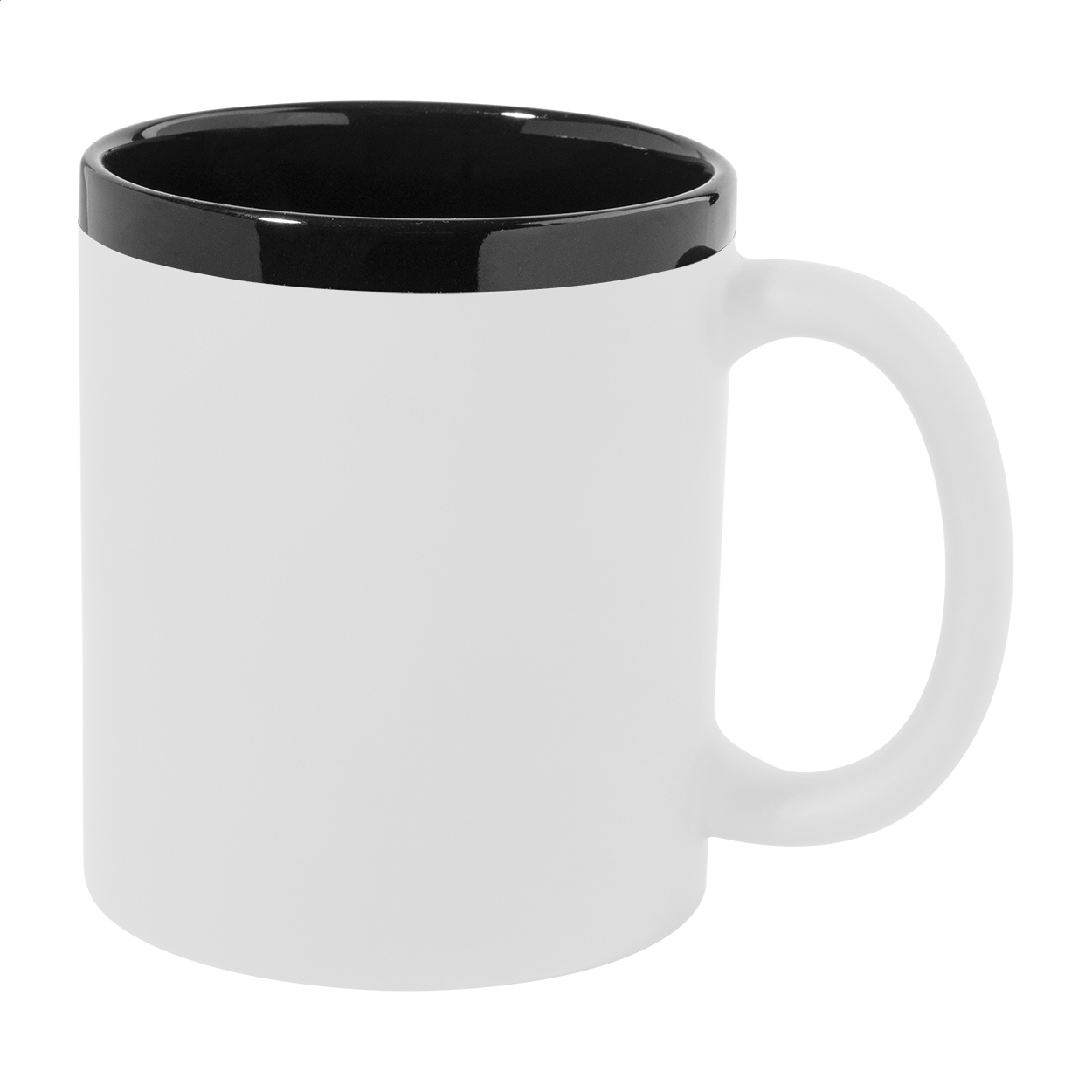 Tazza Kovary in ceramica soft-touch con interno nero per incisione, 300 ml stampato con logo