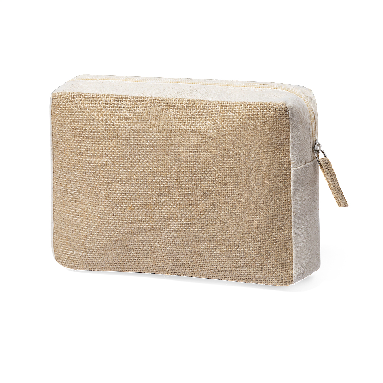 Pochette cosmetica Jurbax in cotone e juta laminata con il tuo logo stampato con logo