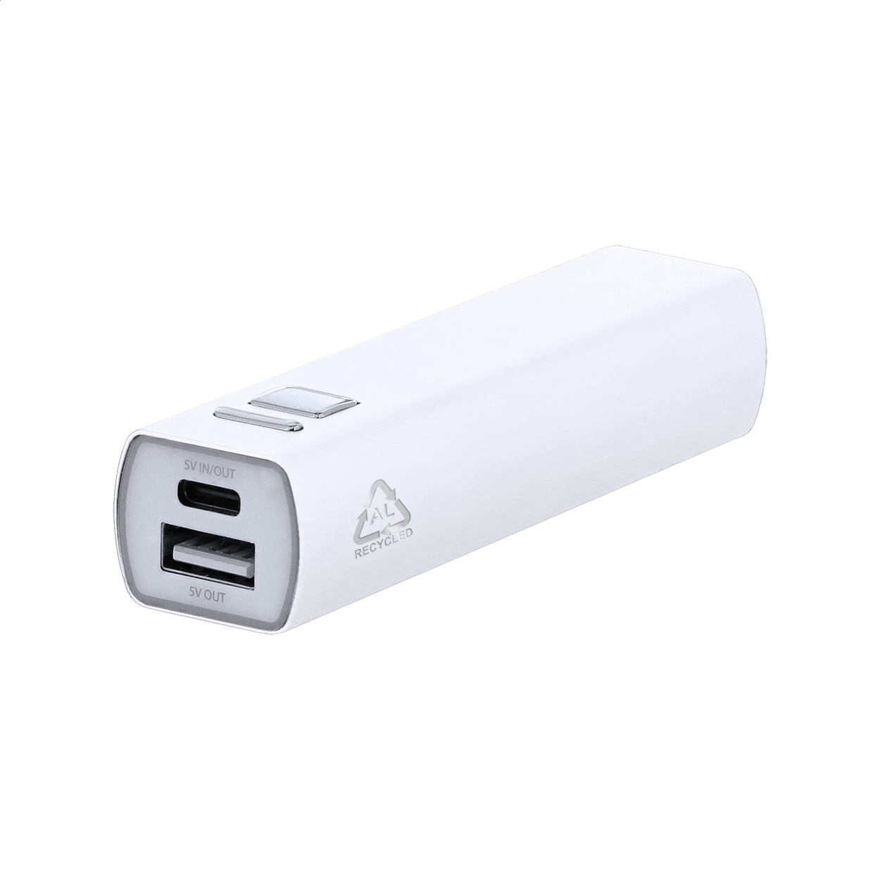 Power bank RaluBase in alluminio riciclato da 2600 mAh con il tuo logo stampato con logo