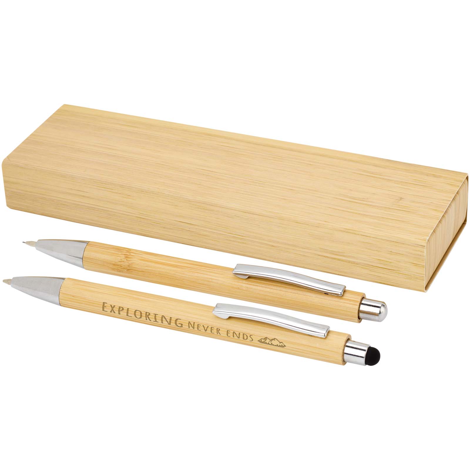 Set di Penna e Matita in Bambù Eleganti - Scandicci bedrukken met logo