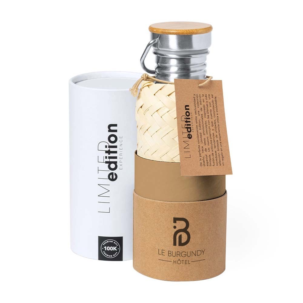 Bottiglia in acciaio inossidabile Eco-Design edizione limitata con base in bambù - Bertonico
