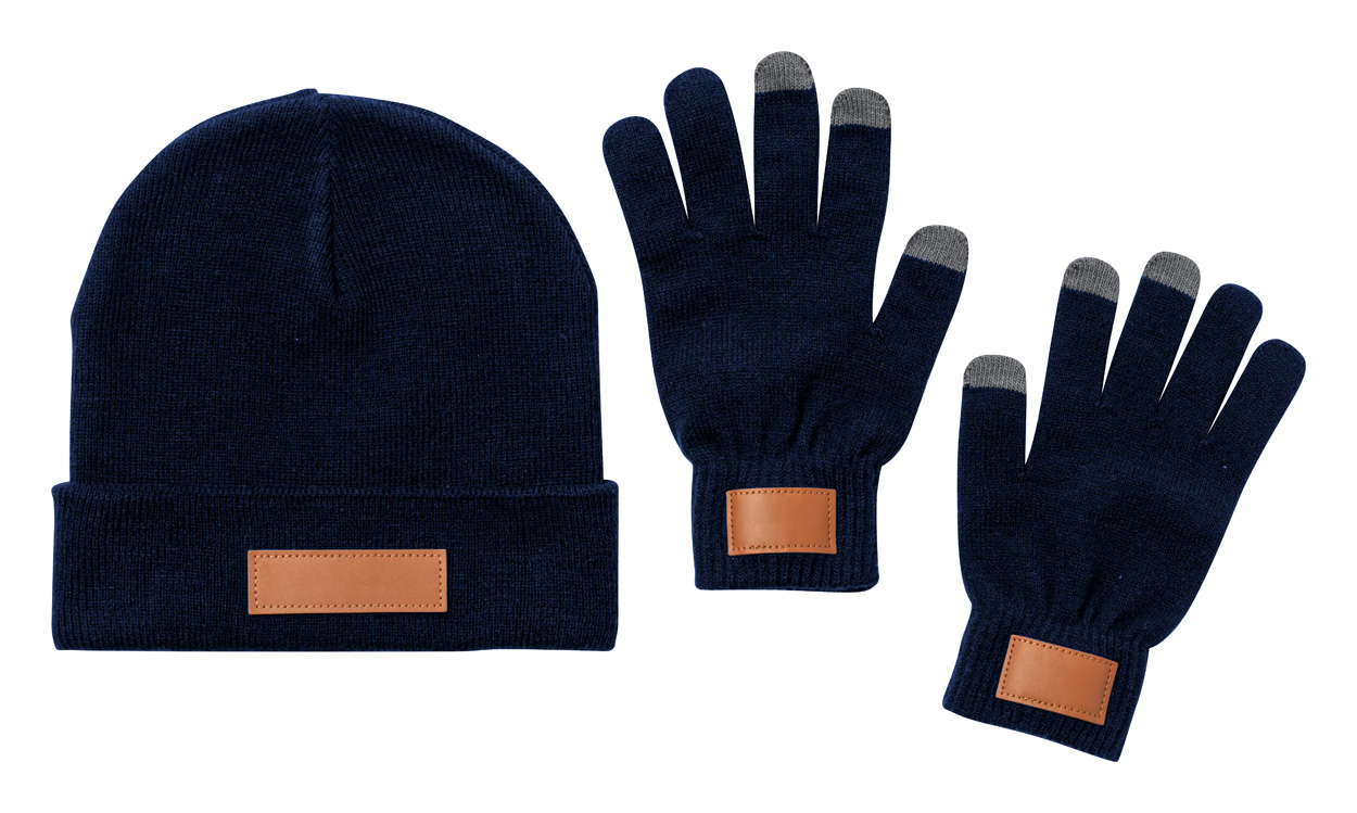 Set Cappello e Guanti Invernali con Patch in Pelle - Limone sul Garda