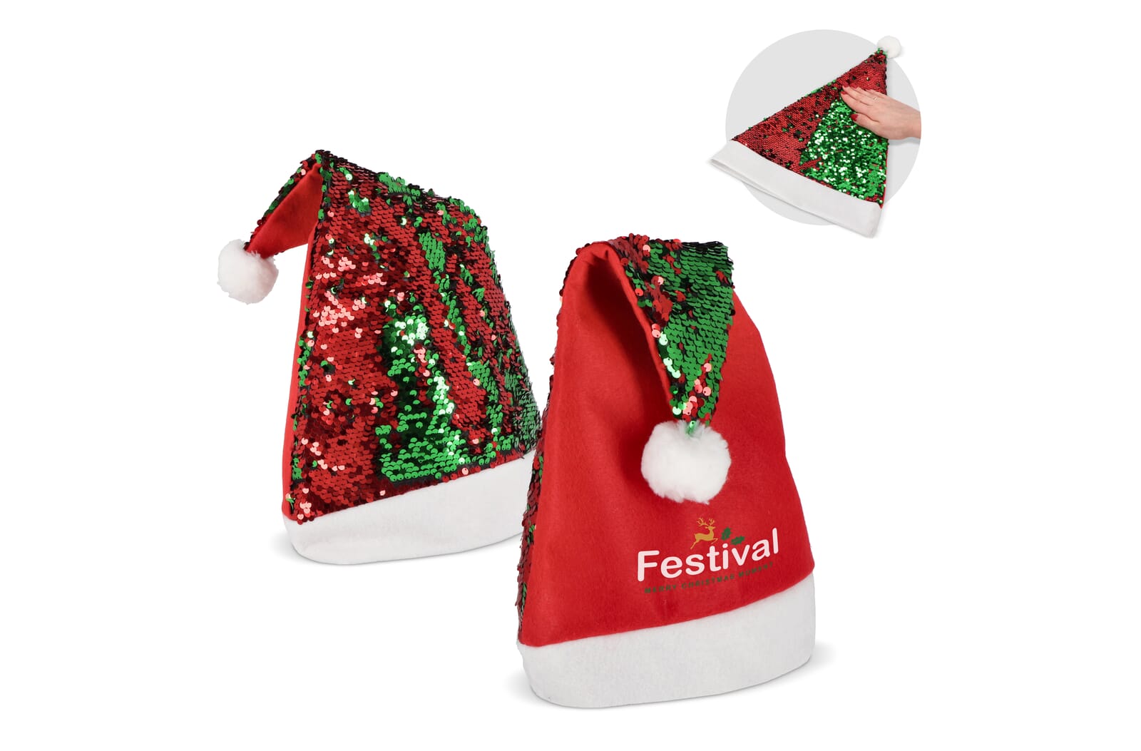 Cappello di Natale in paillettes bicolore - Turate bedrukken met logo