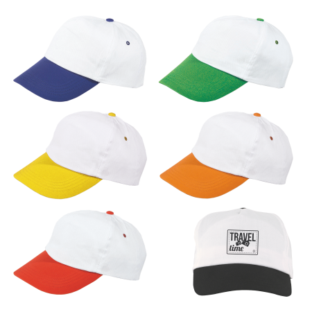Cappello di cotone a 5 pannelli Coloured Peak con cinturino in velcro - Secugnago
