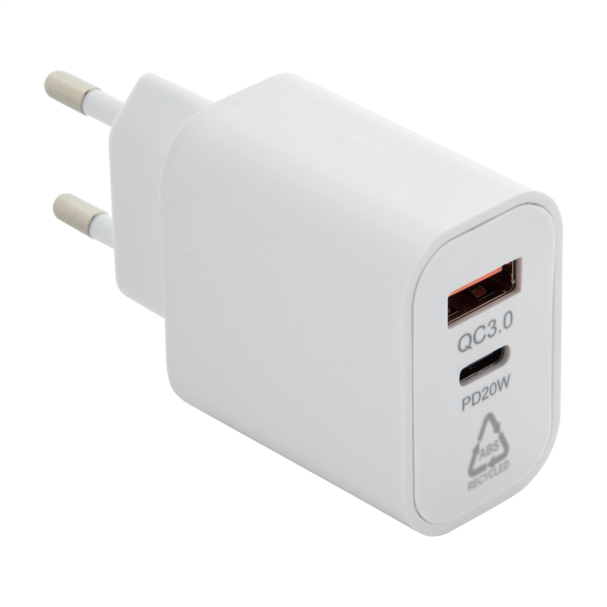 Caricabatterie USB da parete Recharge personalizzato in ABS riciclato