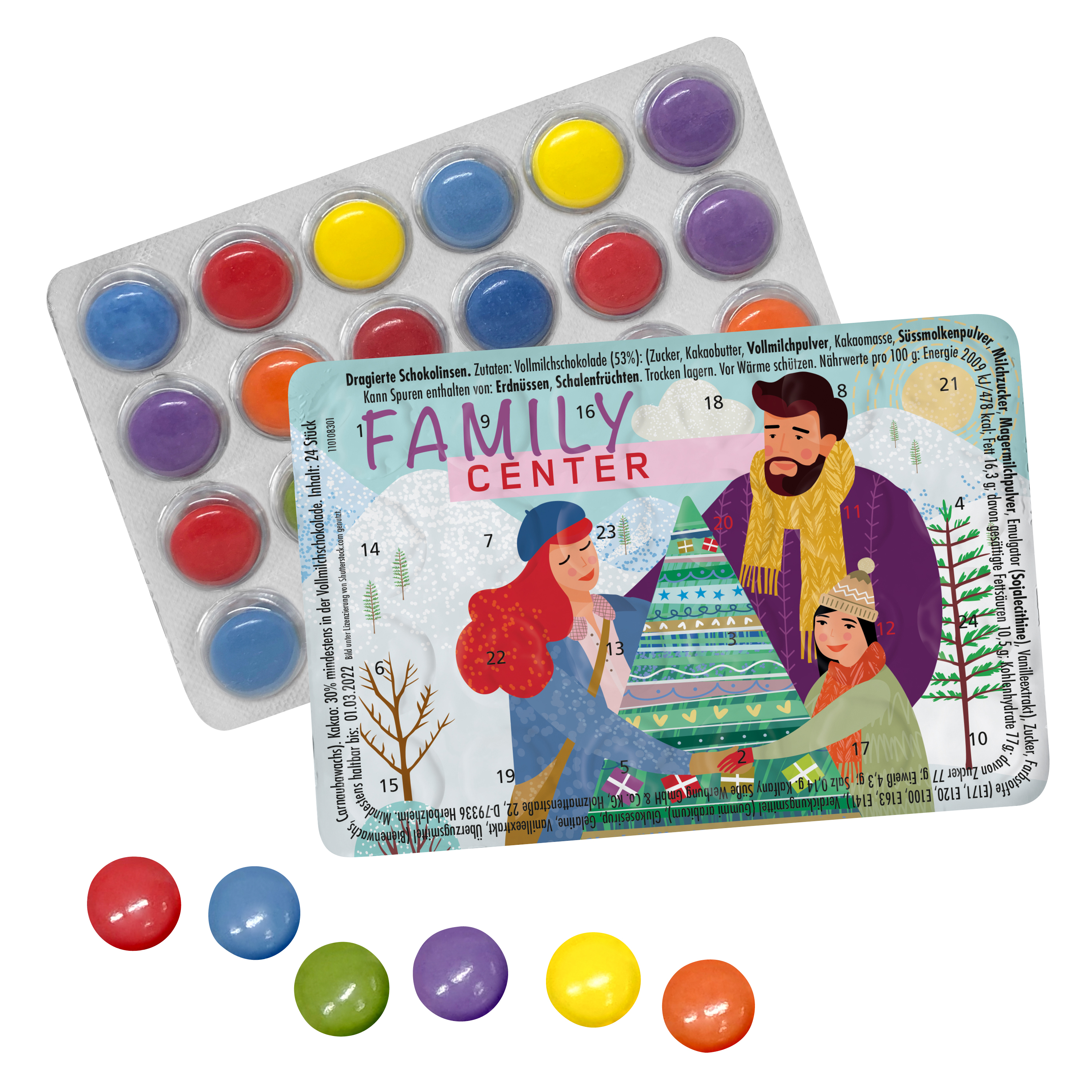 Calendario dell'Avvento con Lenticchie di Cioccolato - Paderno Dugnano stampato con logo
