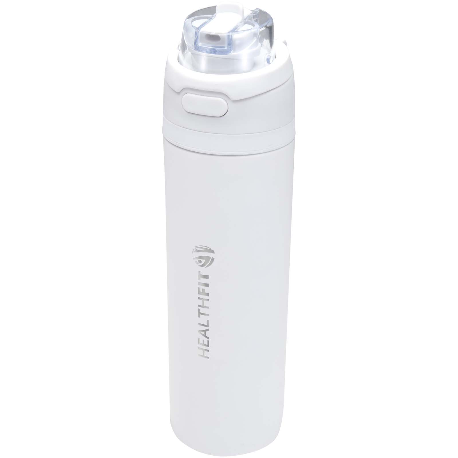 Bottiglia d'acqua in acciaio inossidabile riciclato Theron 800 ml RCS a parete singola, un tappo con doppia funzione e una cannuccia ribaltabile