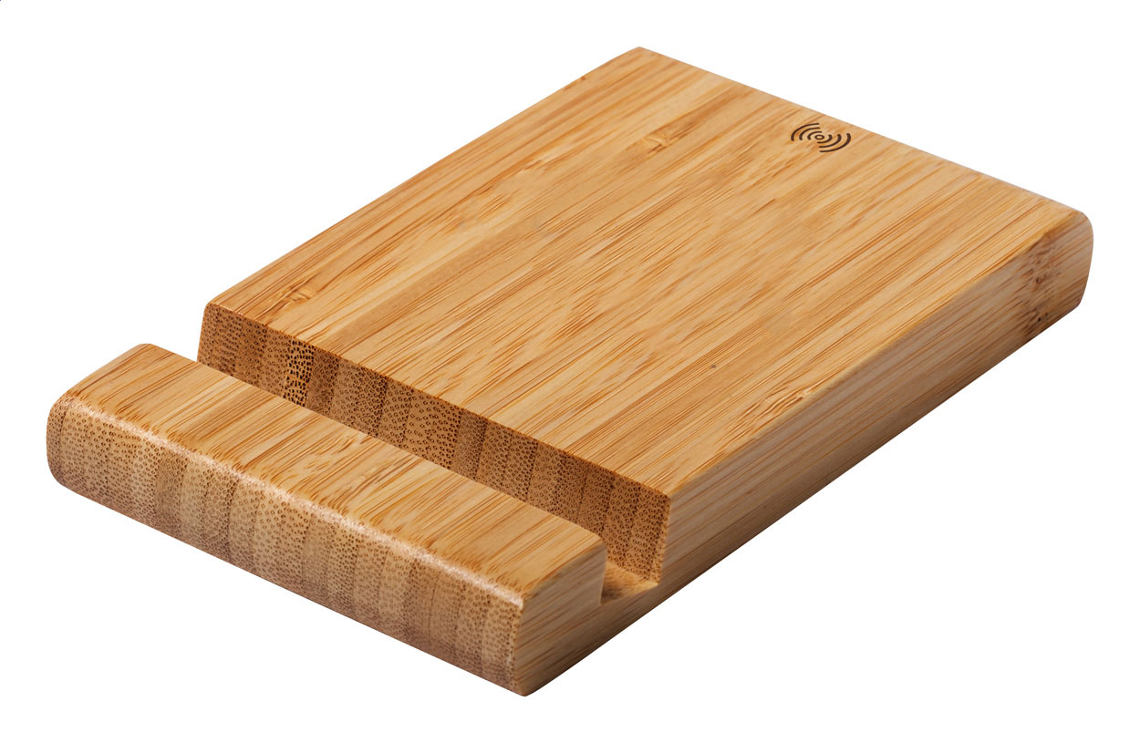 Caricatore Senza Fili in Bambù - Cremella stampato con logo