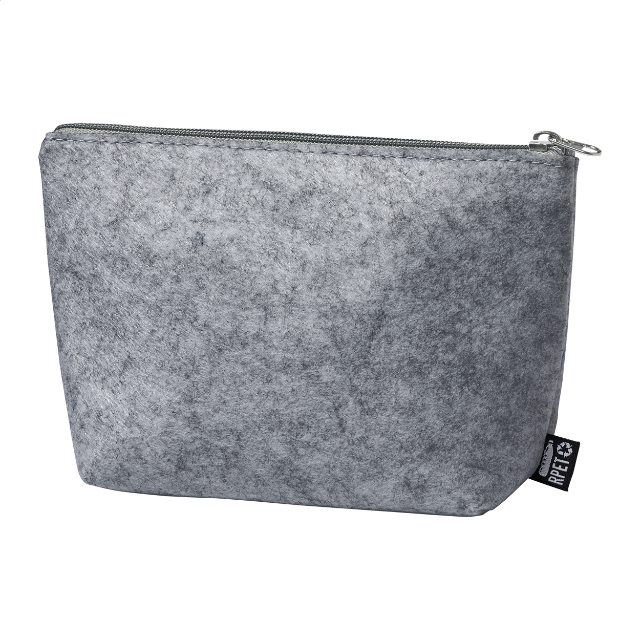 Pochette cosmetica Koffel in feltro RPET con zip e il tuo logo stampato con logo