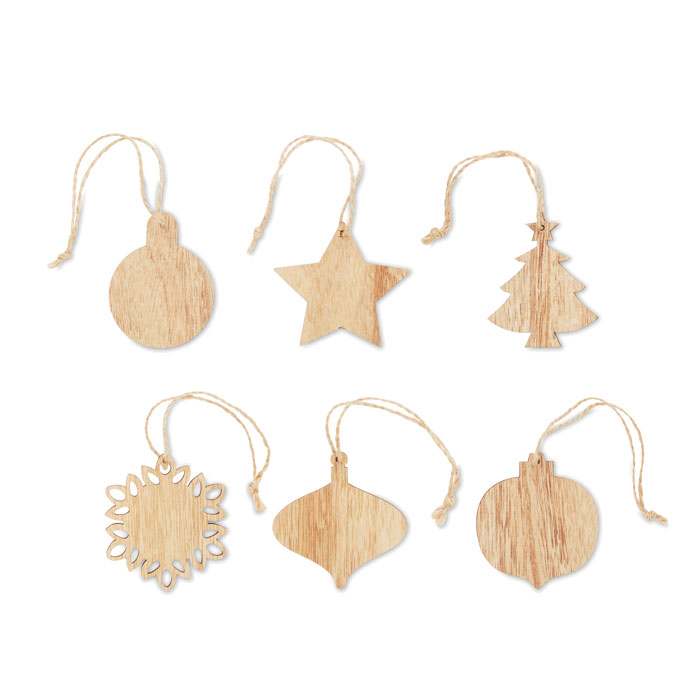 Set di Ornamenti Natalizi in Legno di Faggio - Cremosano