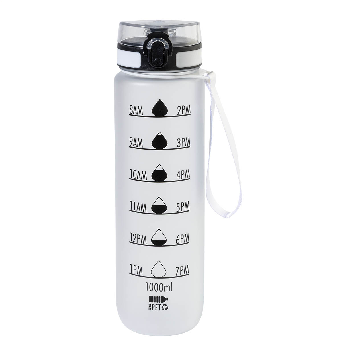 Borraccia Sipcount motivazionale in RPET, 1000 ml, con il tuo logo