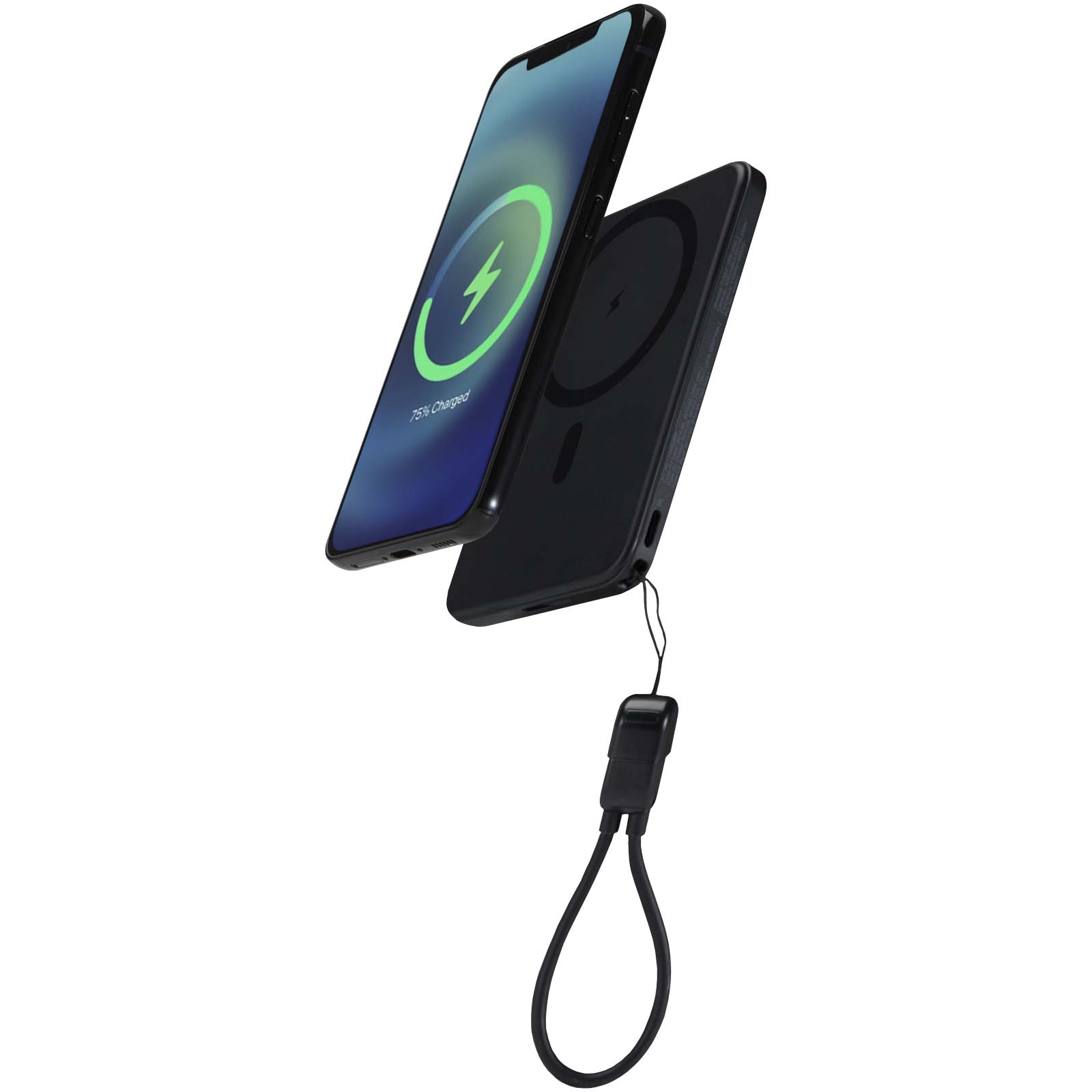 Power bank magnetico SMART 5000 mAh in plastica riciclata con logo stampato con logo