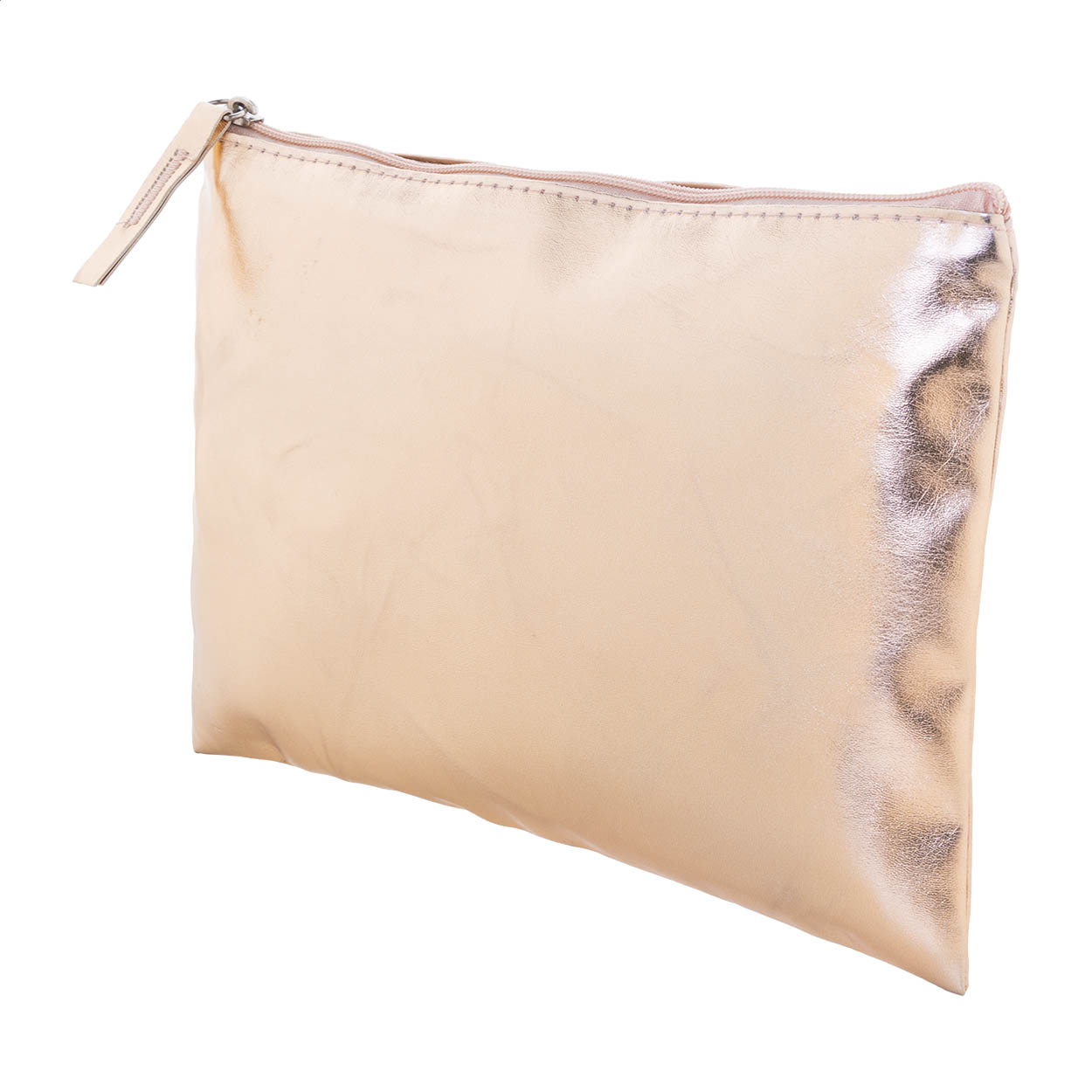 Pochette cosmetica Mecol in pelle PU metallizzata con il tuo logo stampato con logo